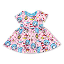 Load image into Gallery viewer, Pink plaid hat elephant short sleeves girls dresses