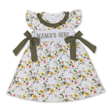 Load image into Gallery viewer, Mama's girl olive floral bow kids girls dresses
