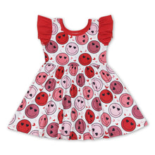 Load image into Gallery viewer, Red flutter sleeves heart smile girls valentine's dress