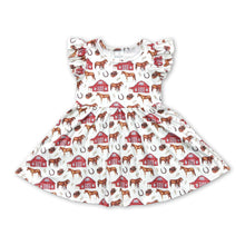 Load image into Gallery viewer, Flutter sleeves farm horse baby girls dresses