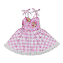 Load image into Gallery viewer, Pink suspender plaid party girls dresses