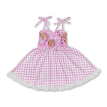 Load image into Gallery viewer, Pink suspender plaid party girls dresses