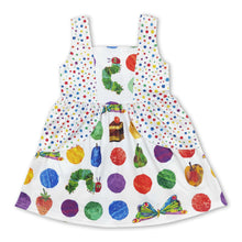 Load image into Gallery viewer, Green polka dots butterfly caterpillar girls summer dress