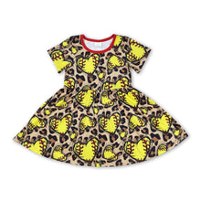 Load image into Gallery viewer, Short sleeves leopard softball baby girls dresses