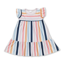 Load image into Gallery viewer, Flutter sleeves colorful stripe kids girls summer dresses