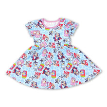 Load image into Gallery viewer, Short sleeves pink dog baby girls dresses