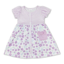Load image into Gallery viewer, Short sleeves lavender floral kids girls dresses