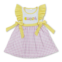 Load image into Gallery viewer, Yellow pink plaid flutter sleeves beach baby girls dress