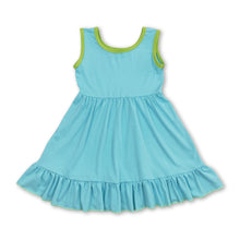 Load image into Gallery viewer, Sleeveless aqua ruffle baby girls summer dress