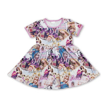 Load image into Gallery viewer, Purple short sleeves singer kids girls dresses