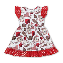 Load image into Gallery viewer, Flutter sleeves heart baseball kids girls dresses