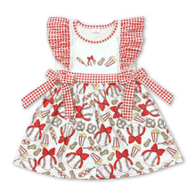 Load image into Gallery viewer, Plaid flutter sleeves baseball baby girls dresses