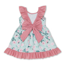 Load image into Gallery viewer, Ruffle bow backless floral girls summer dresses