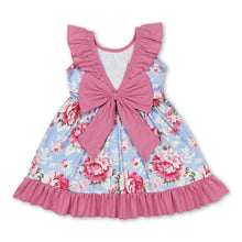 Load image into Gallery viewer, Ruffle bow backless floral baby girls dresses