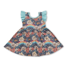 Load image into Gallery viewer, Rainbow flower flutter sleeves girls dresses