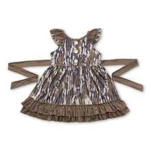 Load image into Gallery viewer, Short sleeves olive camo ruffle girls dresses