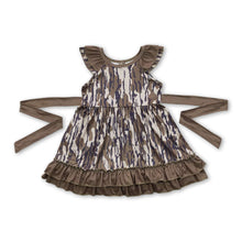 Load image into Gallery viewer, Short sleeves olive camo ruffle girls dresses