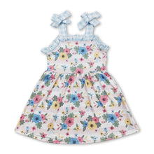 Load image into Gallery viewer, Suspender floral stripe kids girls summer dresses