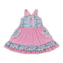 Load image into Gallery viewer, Pink floral sleeveless baby girls summer dresses