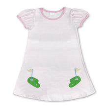 Load image into Gallery viewer, Pink short sleeves stripe golf girls dresses