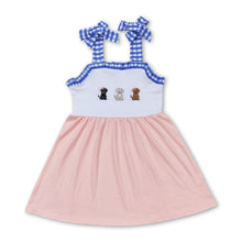 Load image into Gallery viewer, Suspender dog print pink baby girls dresses