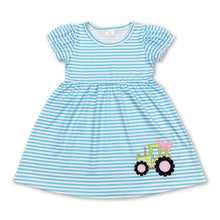 Load image into Gallery viewer, Short sleeves stripe tractor kids girls farm dress