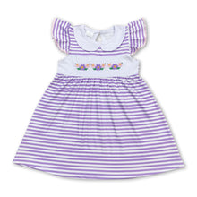 Load image into Gallery viewer, Lavender stripe floral baby girls summer dresses