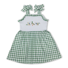 Load image into Gallery viewer, Green plaid straps duck baby girls summer dress