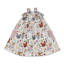 Load image into Gallery viewer, Plaid straps chicken floral baby girls farm dress