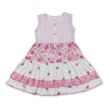 Load image into Gallery viewer, Sleeveless floral patchwork baby girls dresses