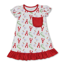 Load image into Gallery viewer, Short sleeves crawfish crocodile girls summer night gown