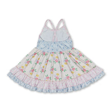 Load image into Gallery viewer, Straps beige floral ruffle girls summer dresses
