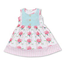 Load image into Gallery viewer, Sleeveless floral plaid baby girls summer dress