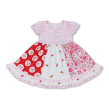 Load image into Gallery viewer, Plaid short sleeves floral patchwork girls dresses