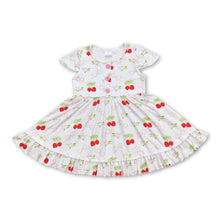 Load image into Gallery viewer, Short sleeves bow strawberry baby girls dresses