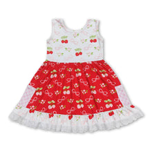 Load image into Gallery viewer, Red bow strawberry ruffle baby girls dresses