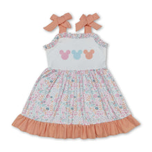 Load image into Gallery viewer, Straps floral mouse ruffle baby girls summer dress