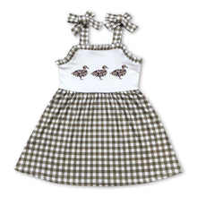 Load image into Gallery viewer, Olive plaid straps duck baby girls summer dress