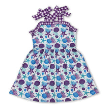 Load image into Gallery viewer, Purple plaid straps starfish sea summer girls dress