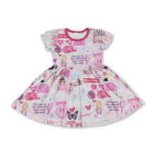 Load image into Gallery viewer, Pink short sleeves smile butterfly singer girls dress