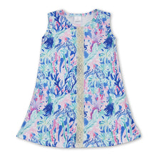 Load image into Gallery viewer, Sleeveless blue watercolor kids girls summer dress
