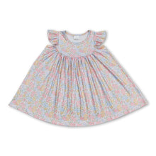 Load image into Gallery viewer, Yellow floral flutter sleeves girls summer dresses