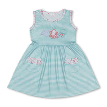 Load image into Gallery viewer, Sleeveless stripe pockets octopus baby girls summer dress