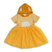 Load image into Gallery viewer, Short sleeves yellow dog tulle girls hooded dress