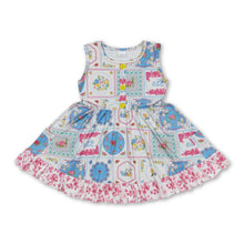 Load image into Gallery viewer, Sleeveless floral patchwork ruffle girls spring dress