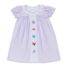 Load image into Gallery viewer, Short sleeves plaid crab shell baby girls summer dress