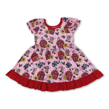 Load image into Gallery viewer, Short sleeves cows sunflower farm girls dresses