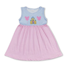 Load image into Gallery viewer, Sleeveless castle mouse stripe kids girls dresses