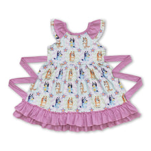 Load image into Gallery viewer, Short sleeves pink ruffle dog kids girls dresses