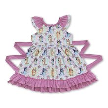 Load image into Gallery viewer, Short sleeves pink ruffle dog kids girls dresses
